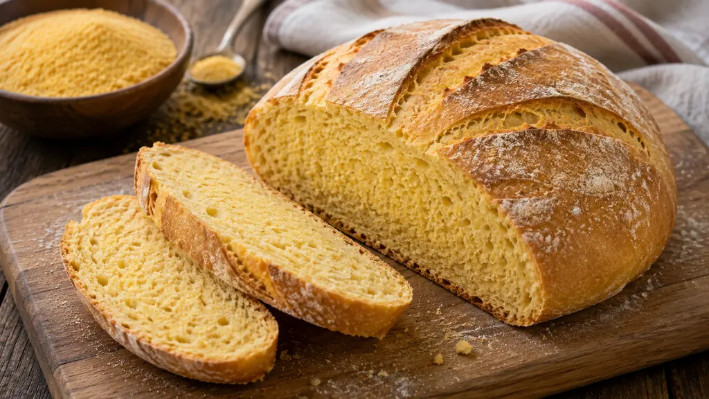 Pain au maïs maison à la croûte dorée et à la mie jaune moelleuse