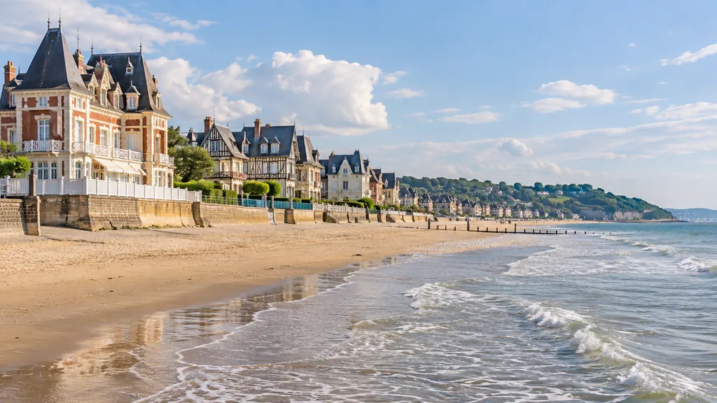 Plage de Houlgate et villas Belle Époque sur la Côte Fleurie